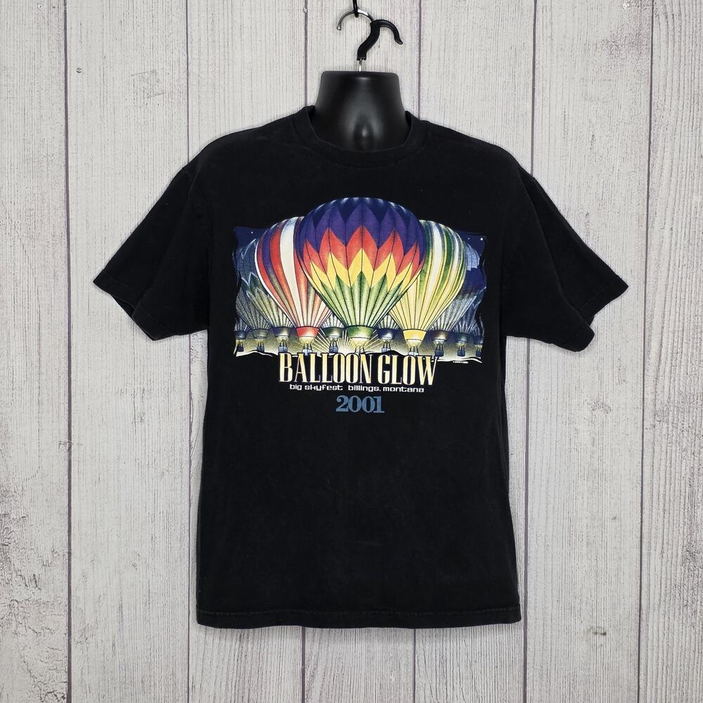 Vintage Y2K 2001 Balloon Glow Big SkyFest Billings Montana T Shirt Black - Large